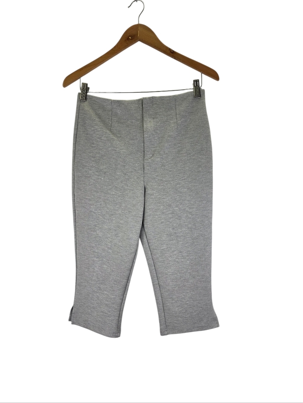 ASOS DESIGN Ponte Capri Pants Gray Slim Fit Split Hem High Rise Soft Size 6